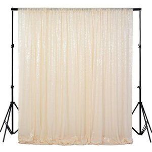 4FTX6FT-Ivory-SEQUIN Photo Backdrop, Beige Wedding Photo Booth, Photography